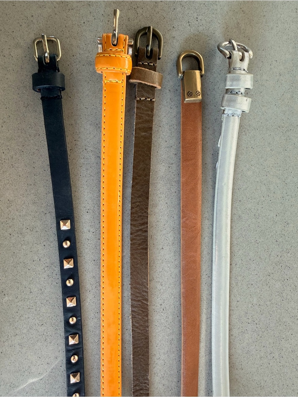 Skinny Belt Bundle - 5 Slim Leather Belts - Picture 2 of 3